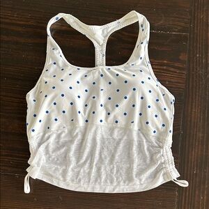 Fabletics White and Blue Polka Dot Tank Top